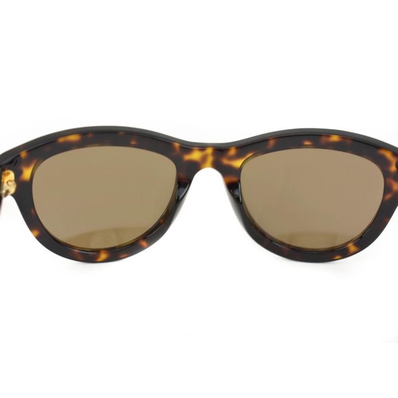 VERSACE: Tortoise Brown & Gold Studs Logo Sunglasses (m) - Picture 7 of 10